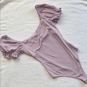 Le Lis Lavender Puff Sleeve Bodysuit